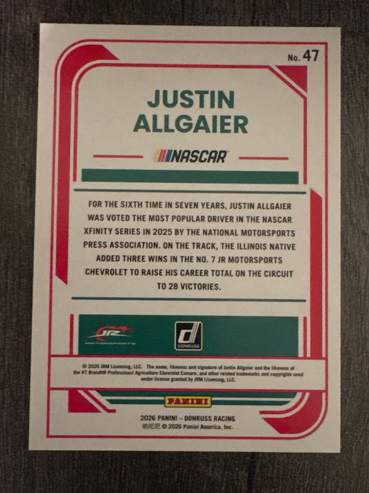 NASCAR - Justin Allgaier - 2026 Donruss Racing (base card)