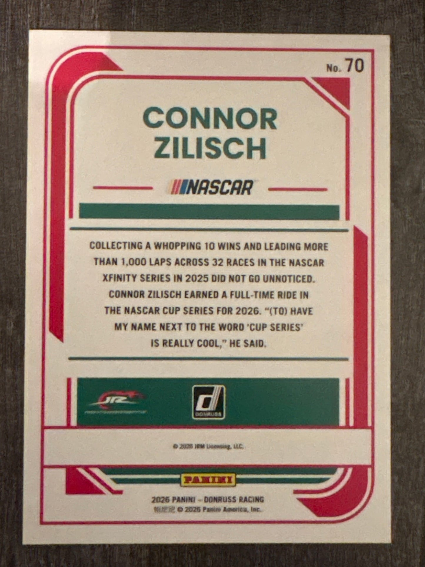 NASCAR - Connor Zilisch - 2026 Donruss Racing (base card)