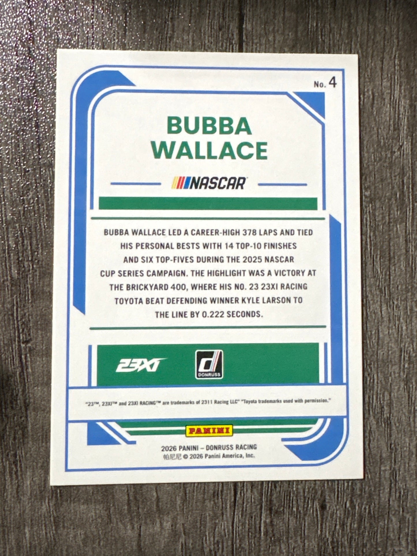 NASCAR - Bubba Wallace - 2026 Donruss Racing (base card)