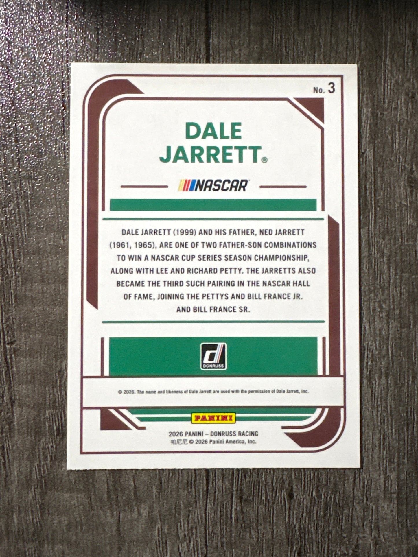 NASCAR - Dale Jarrett - 2026 Donruss Racing (base card)