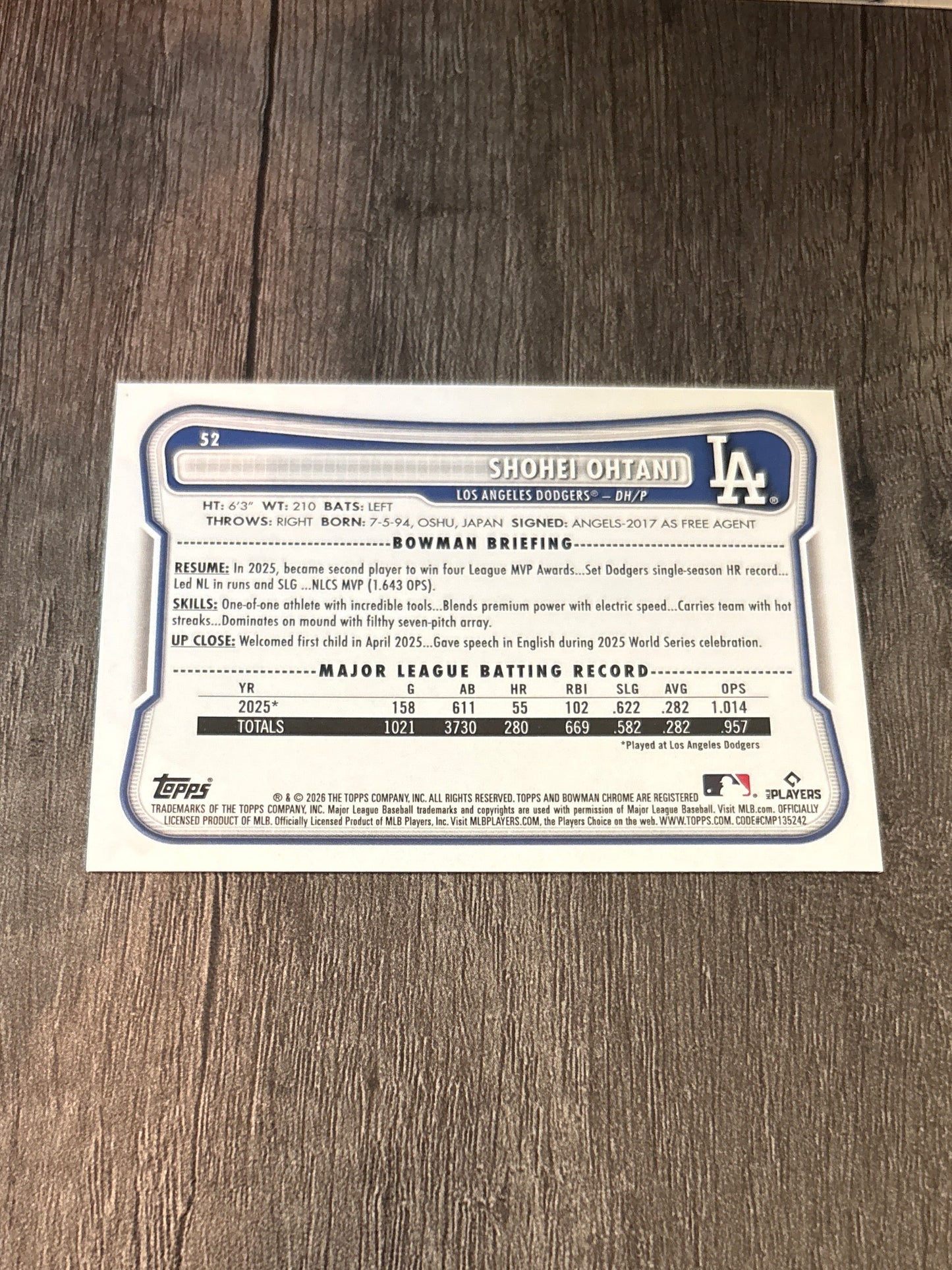 MLB - Shohei Ohtani - 2026 Bowman Baseball (Los Angeles Dodgers)