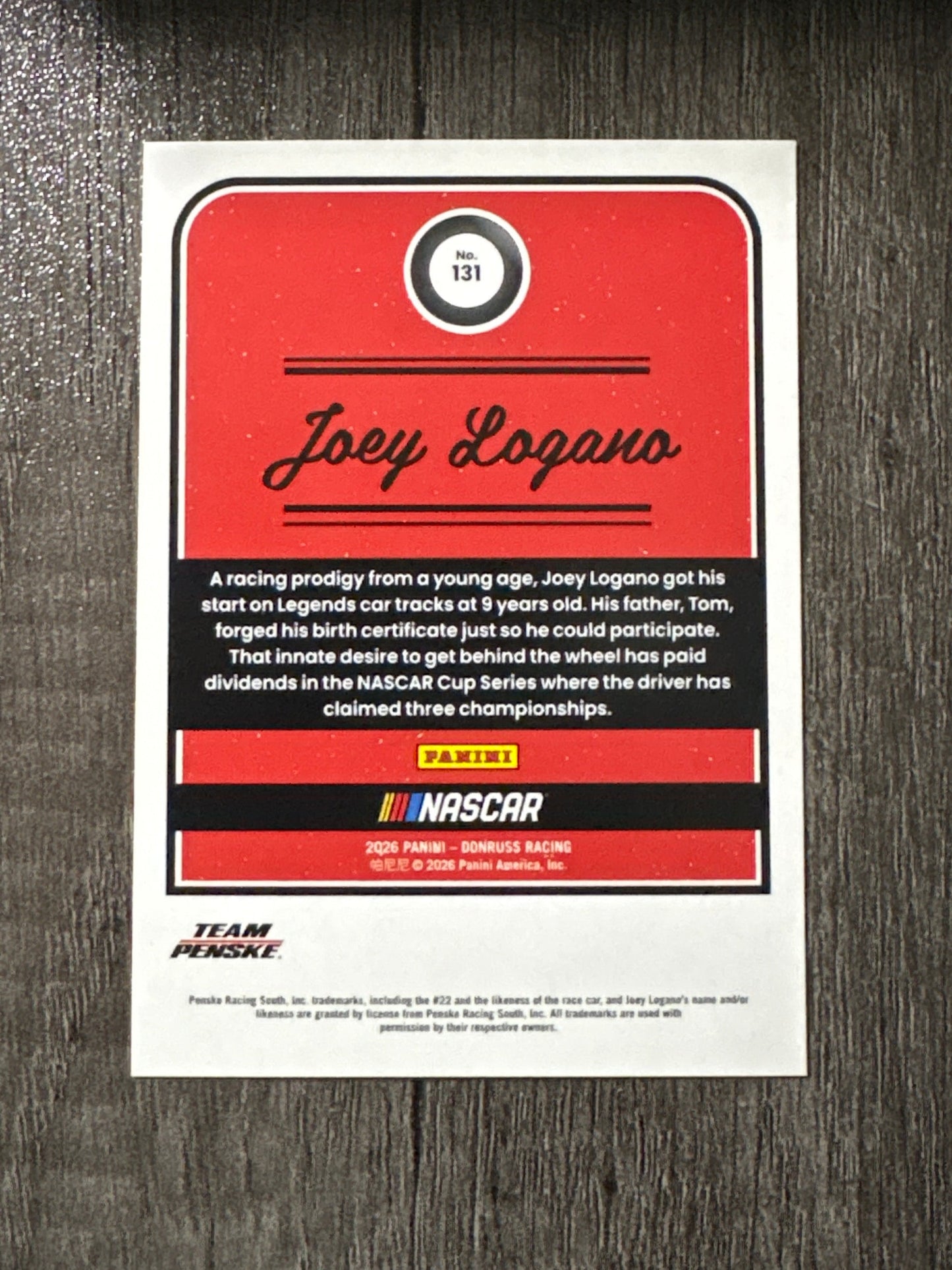 NASCAR - Joey Logano - 2026 Donruss Racing (retro card)
