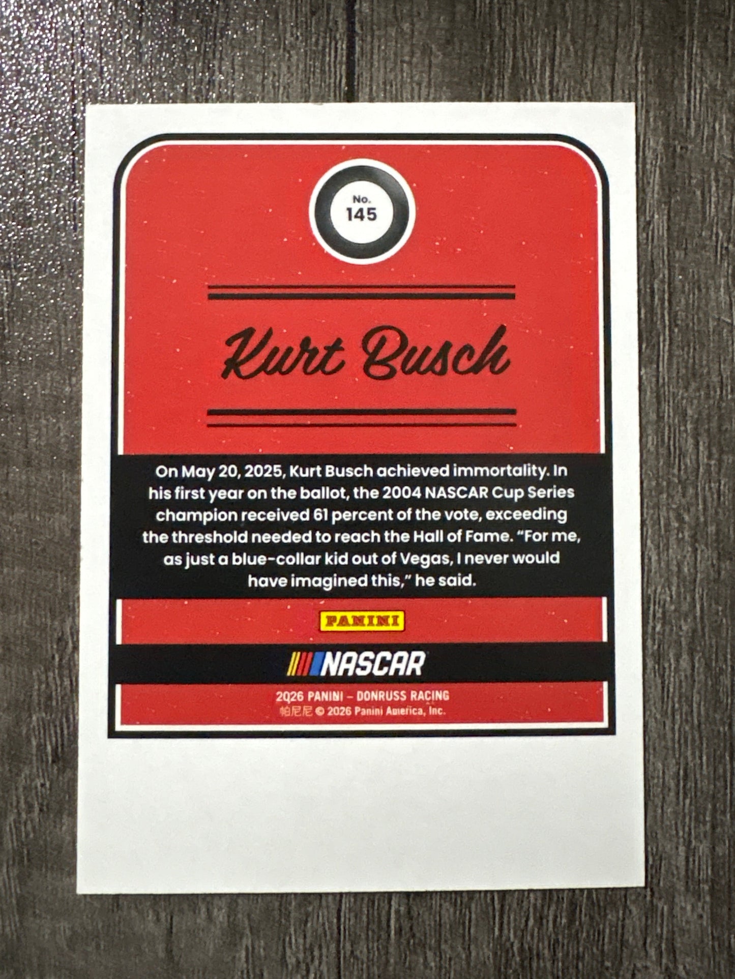 NASCAR - Kurt Busch - 2026 Donruss Racing (retro card) Red Parallel /299