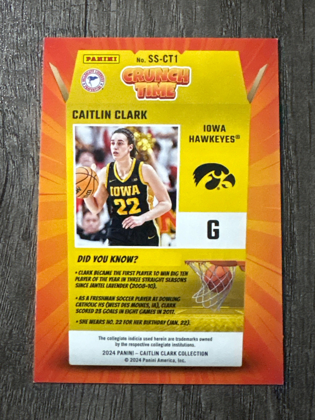 WNBA - Caitlin Clark - 2024 Panini Collection - Crunch Time Iowa Hawkeyes #SS-CT1 (RC)