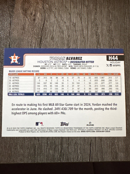 MLB - Yordan Alvarez - 2025 Topps Holiday - #H44 MLB Baseball Card [Houston Astros]