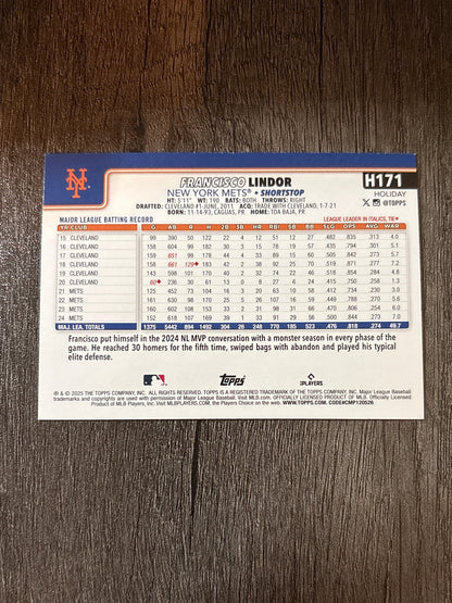 MLB - Francisco Lindor - 2025 Topps Holiday - #H171 MLB Baseball Card [New York Mets]
