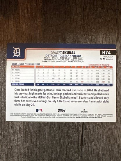MLB - Tarik Skubal - 2025 Topps Holiday - #74 MLB Baseball Card [Detroit Tigers]