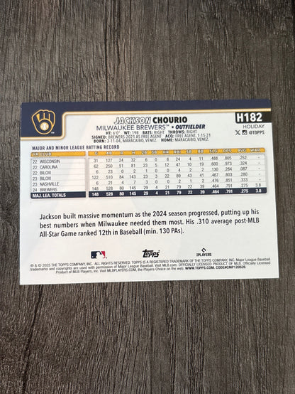 MLB - Jackson Chourio - 2025 Topps Holiday - #H182 MLB Baseball Card [Milwaukee Brewers]