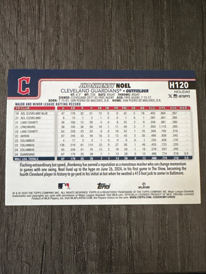 MLB - Jhonkensy Noel (RC) - 2025 Topps Holiday - #H120 MLB Baseball Card [Cleveland Guardians] Rookie