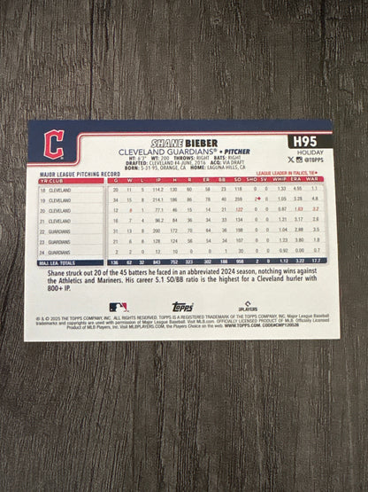 MLB - Shane Bieber - 2025 Topps Holiday - #H95 MLB Baseball Card [Cleveland Guardians]