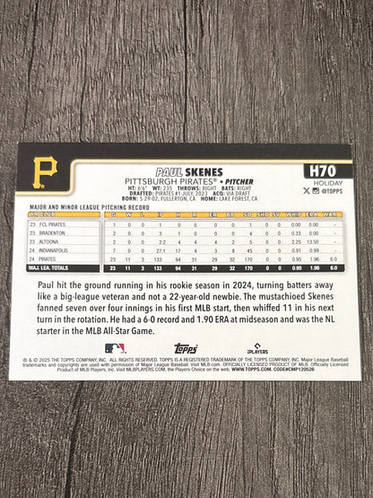 MLB - Paul Skenes - 2025 Topps Holiday - #H70 MLB Baseball Card [Pittsburgh Pirates] All-Star Rookie Trophy