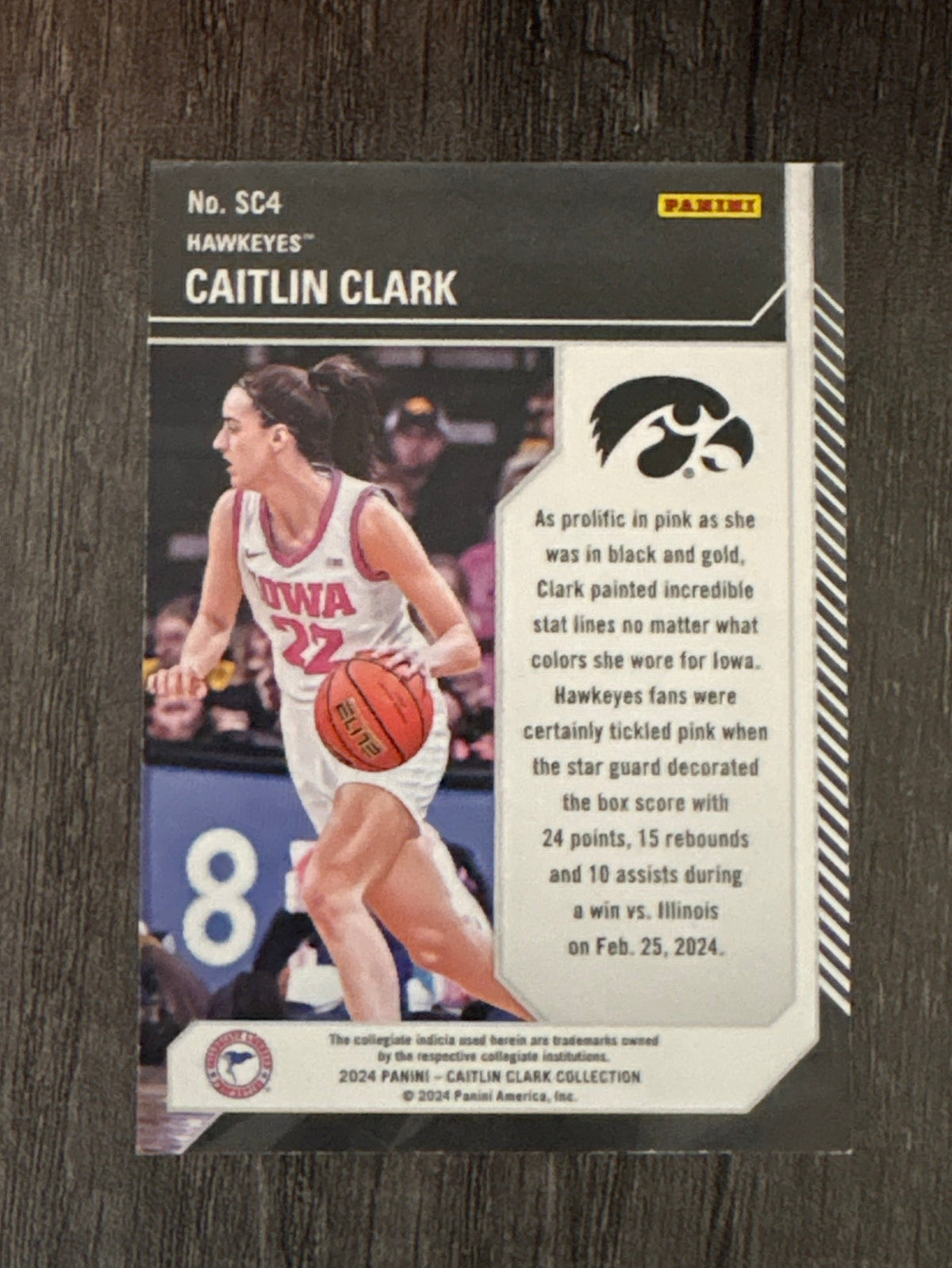 WNBA - Caitlin Clark #SC4 - 2024 Panini Collection [School Colors] Iowa Hawkeyes (RC) WNBA Indiana Fever