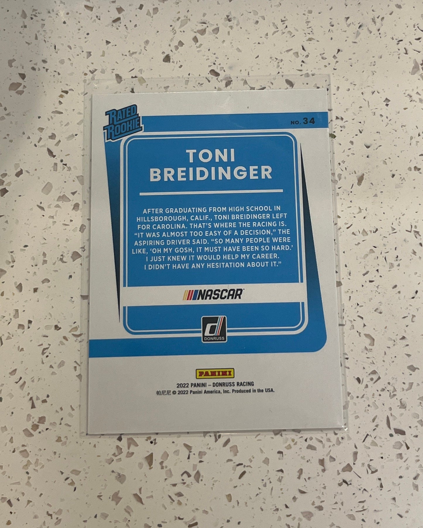 Toni Breidinger ROOKIE - 2022 Donruss Racing SILVER parallel NASCAR Rated Rookie