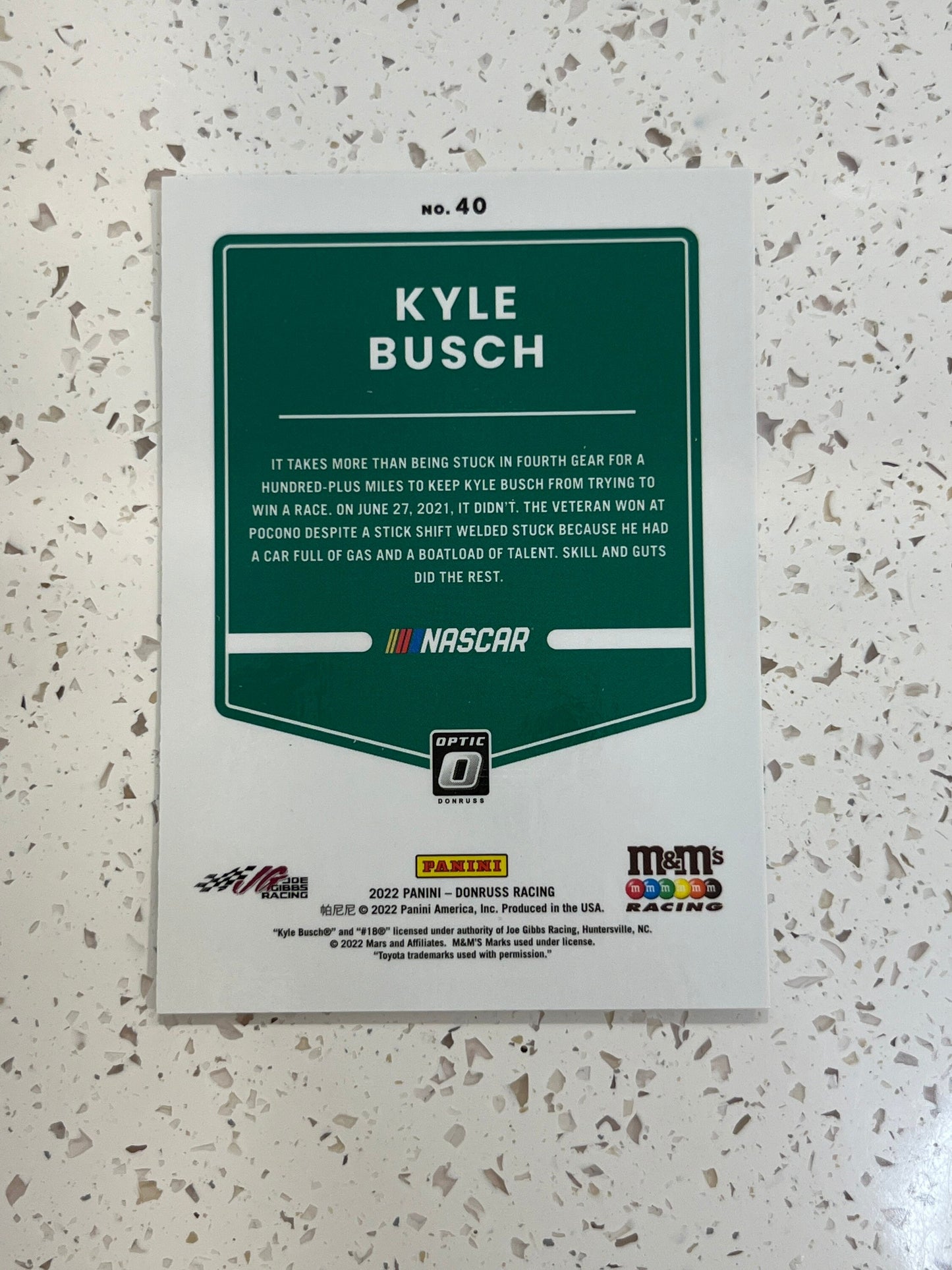 Kyle Busch - 2022 Donruss Optic Racing Card NASCAR OPTIC