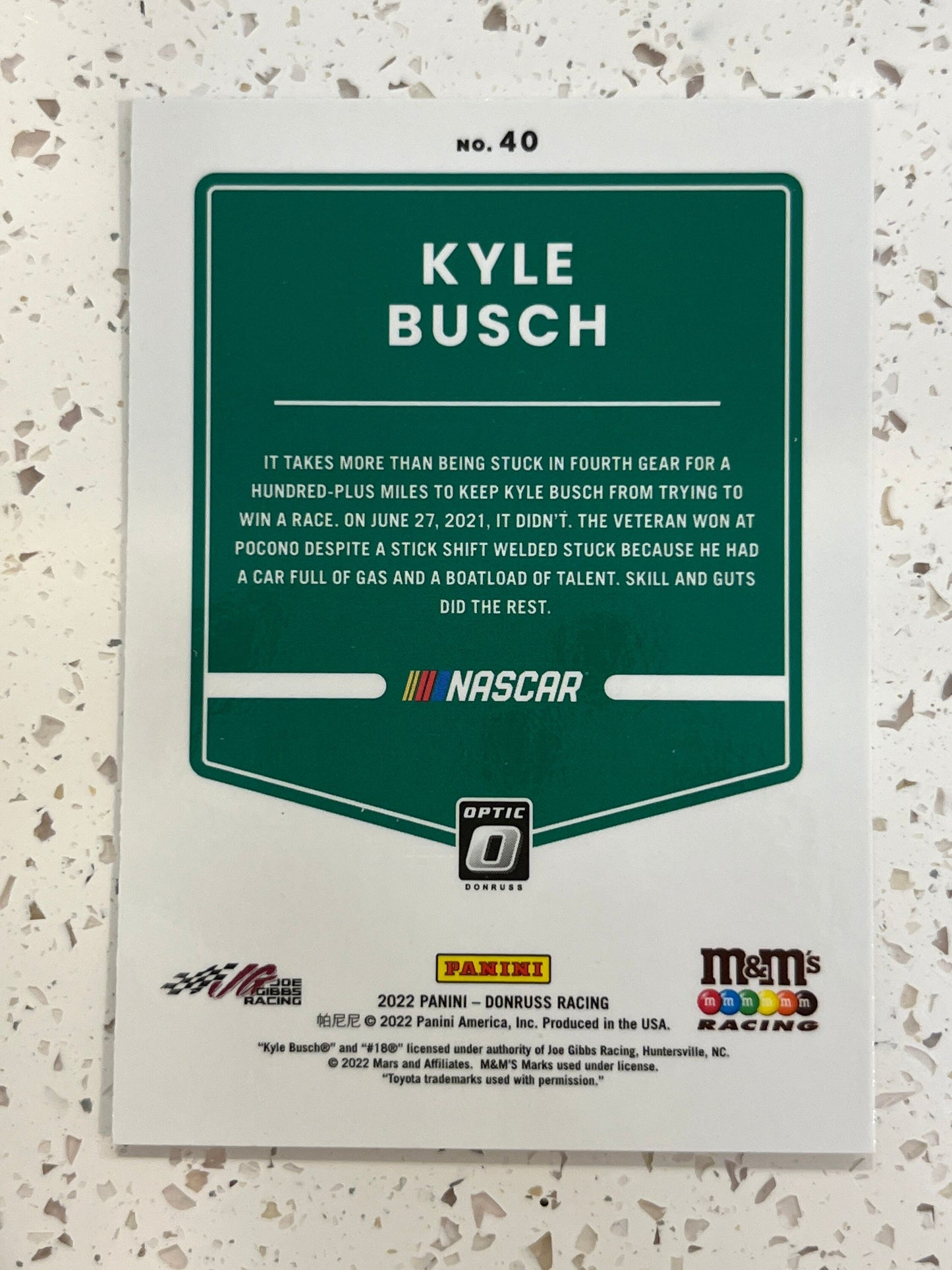 Kyle Busch - 2022 Donruss Optic Racing Card NASCAR OPTIC