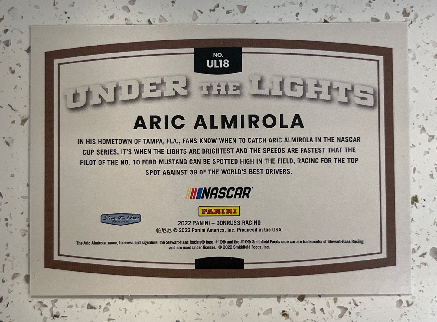 Aric Almirola - 2022 Donruss Racing UNDER the LIGHTS insert card - NASCAR