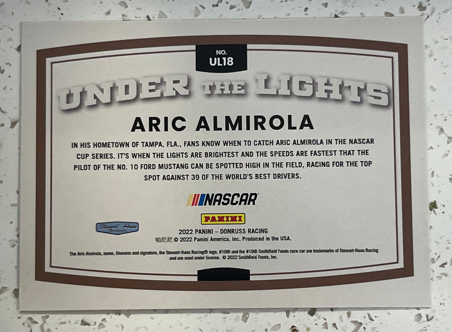 Aric Almirola - 2022 Donruss Racing UNDER the LIGHTS insert card - NASCAR