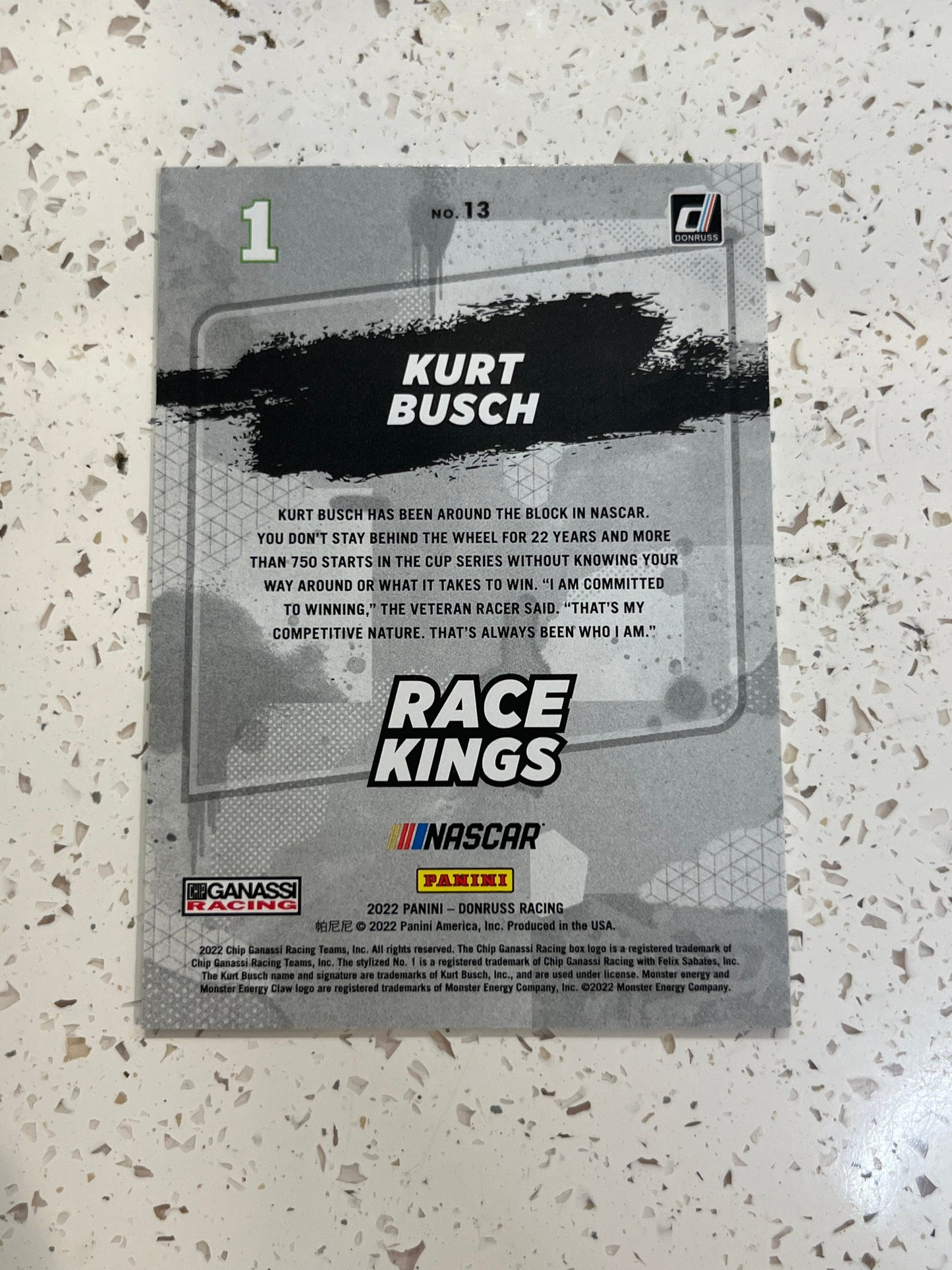 Kurt Busch - 2022 Donruss Racing Race Kings #13 Chevrolet