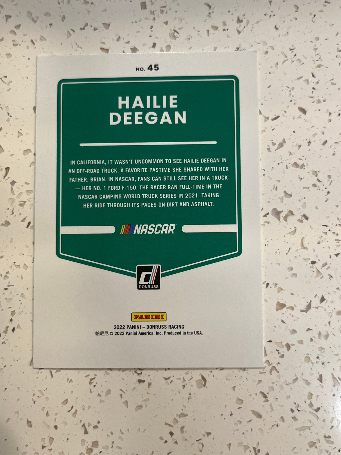 Hailie Deegan - 2022 Donruss Racing NASCAR base cars (car card)