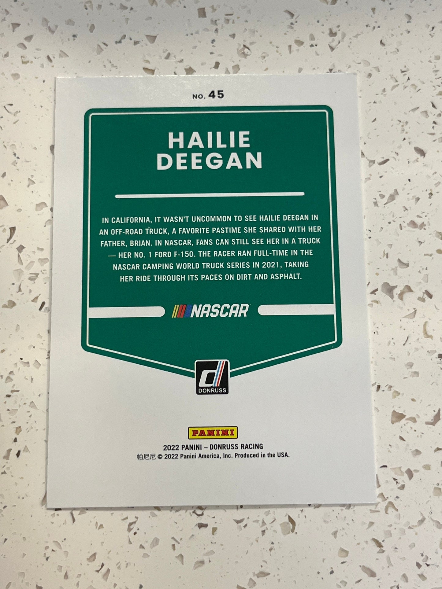 Hailie Deegan - 2022 Donruss Racing NASCAR base cars (car card)