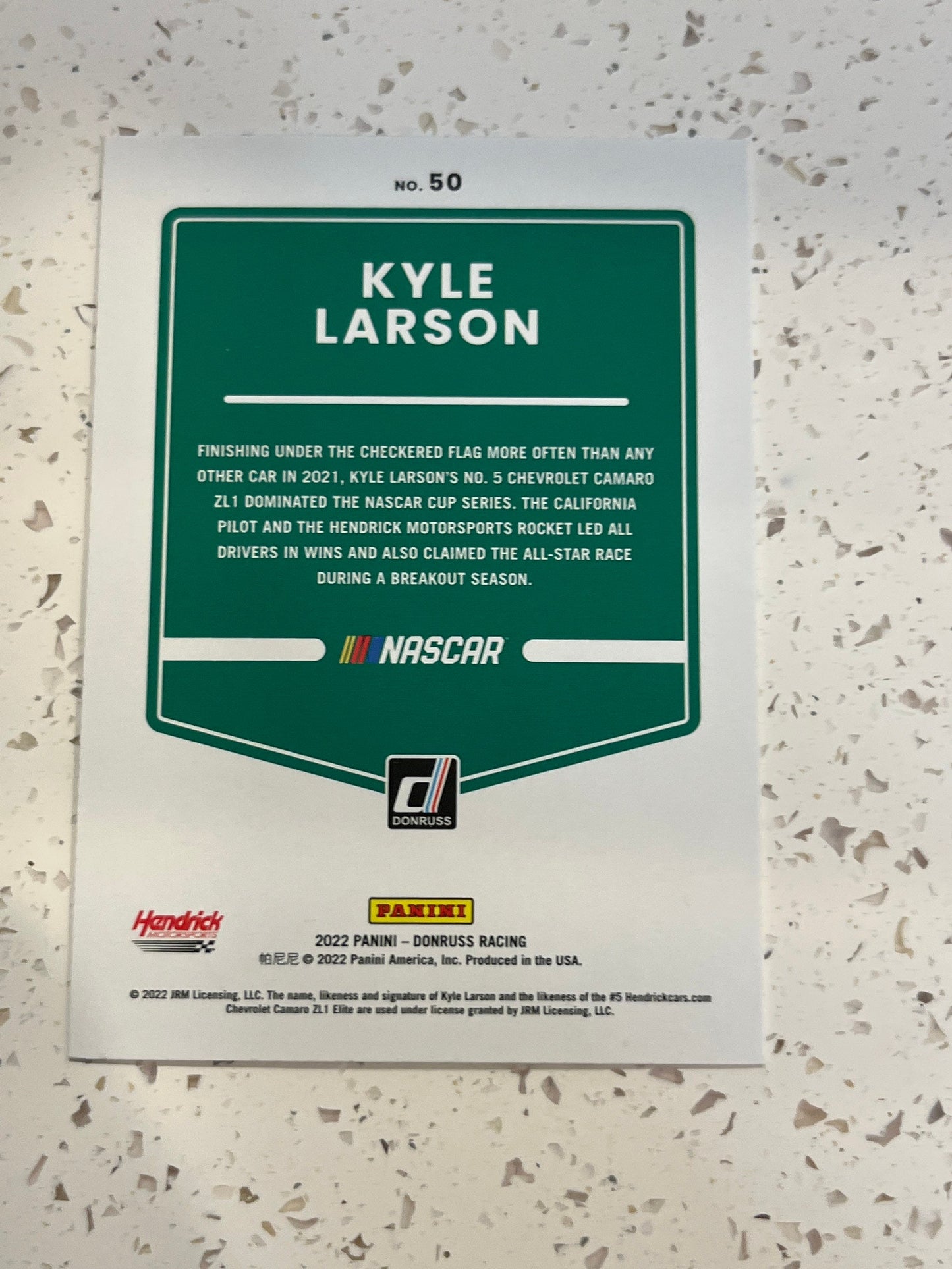 Kyle Larson - 2022 Donruss Racing NASCAR base cars (car card)