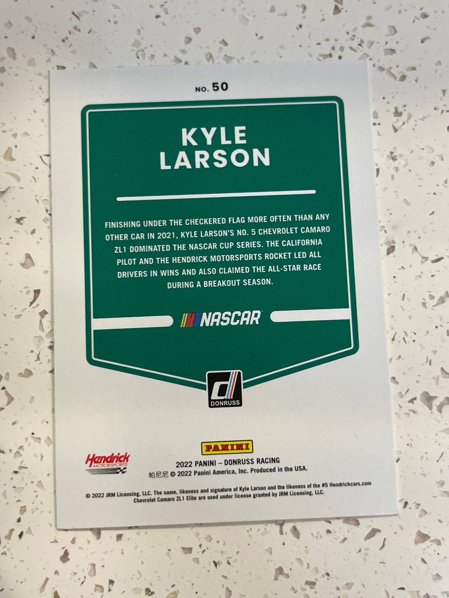 Kyle Larson - 2022 Donruss Racing NASCAR base cars (car card)