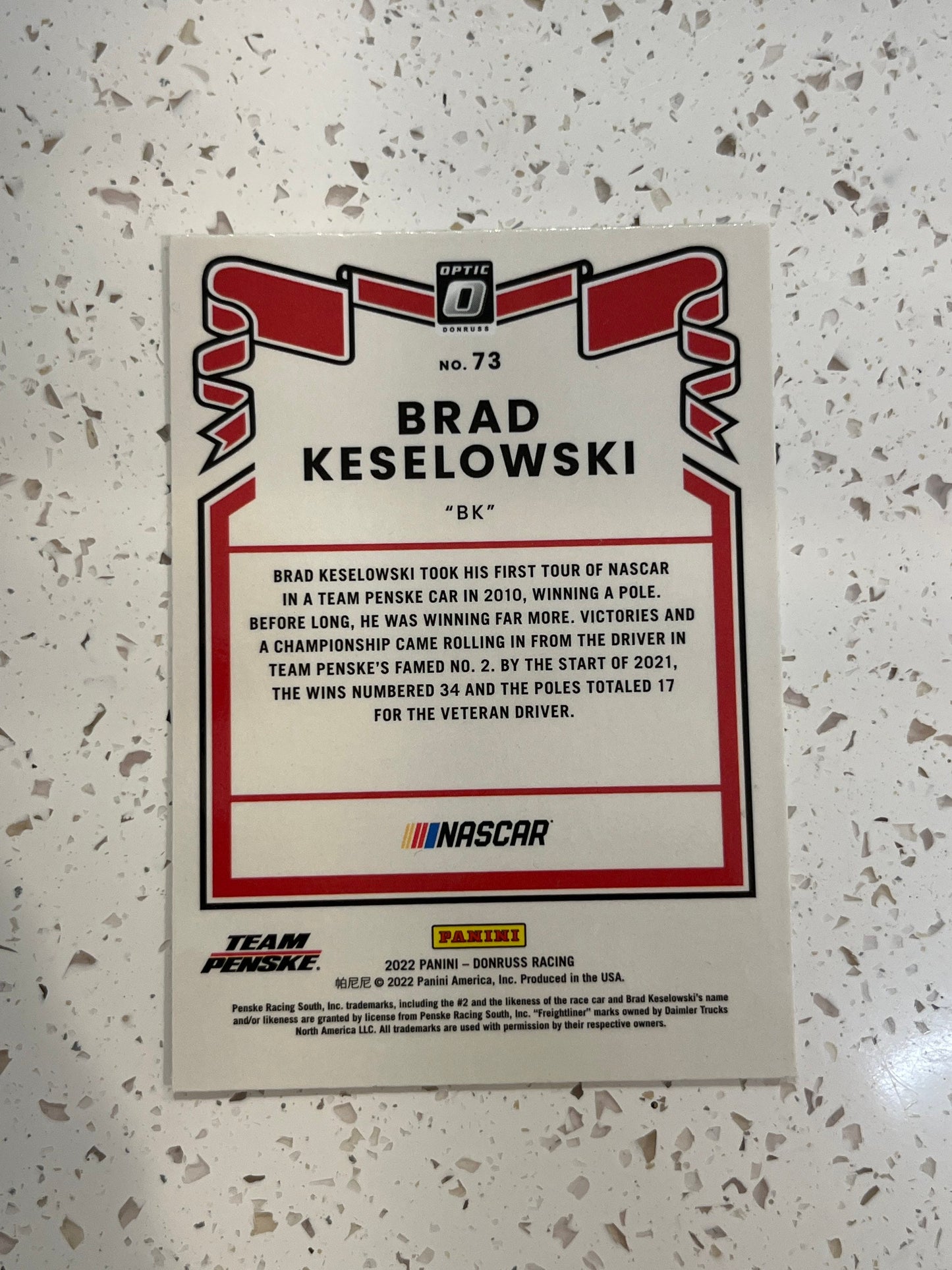 Brad Keselowski - 2022 Donruss Racing OPTIC Retro ‘81 NASCAR Card