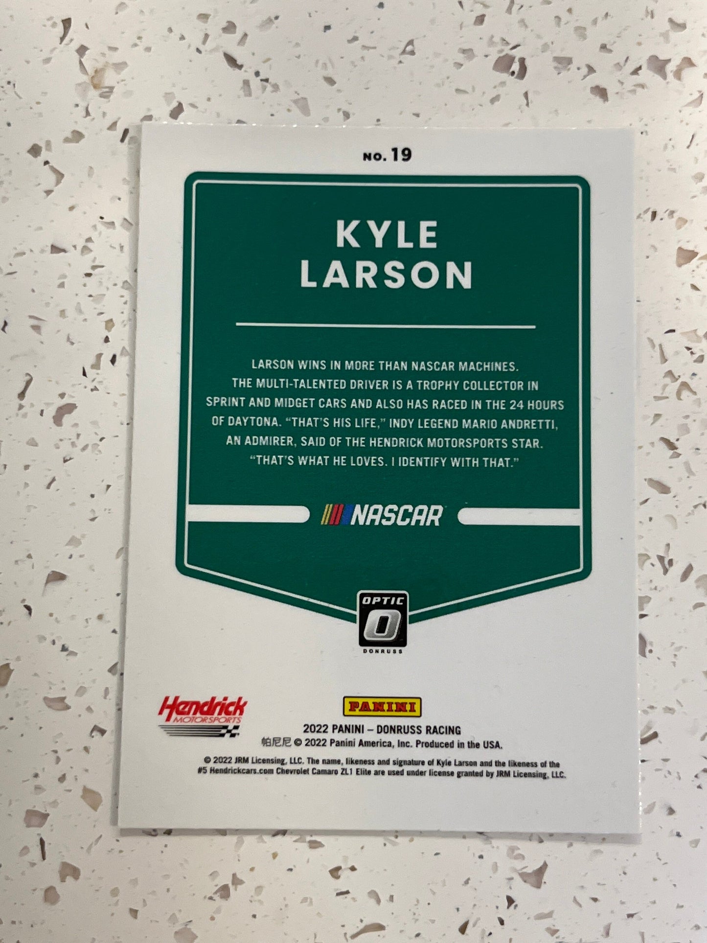 Kyle Larson - 2022 Donruss Racing NASCAR OPTIC card