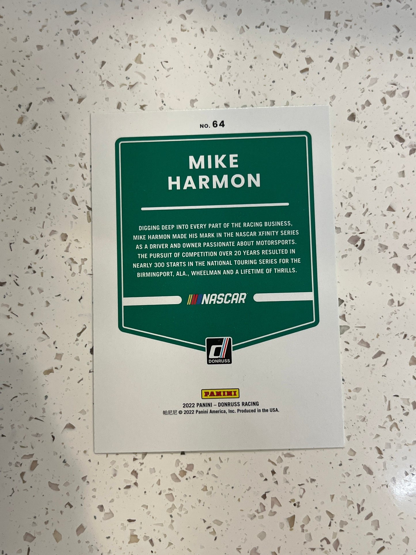 Mike Harmon - 2022 Donruss NASCAR Racing LIME GREEN card