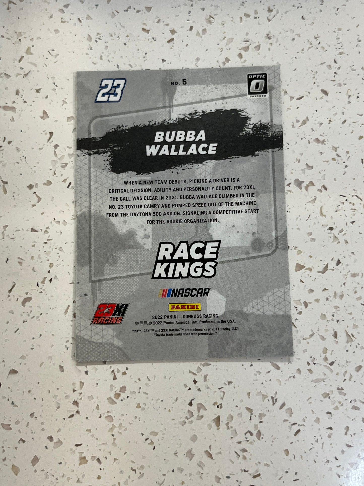 Bubba Wallace - 2022 Donruss Race Kings OPTIC Insert NASCAR 23XI #5