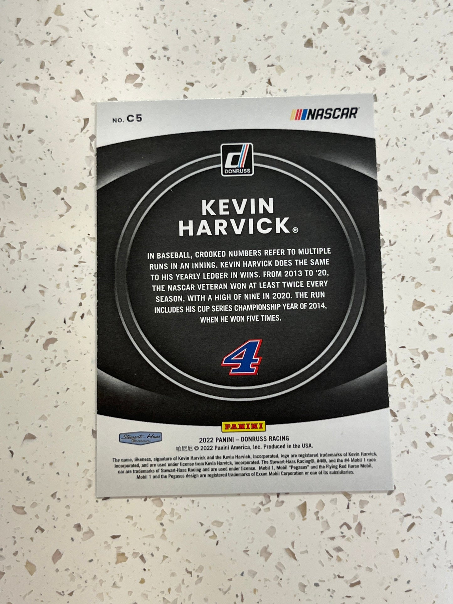 Kevin Harvick - 2022 Donruss Racing NASCAR CONTENDERS Insert Card