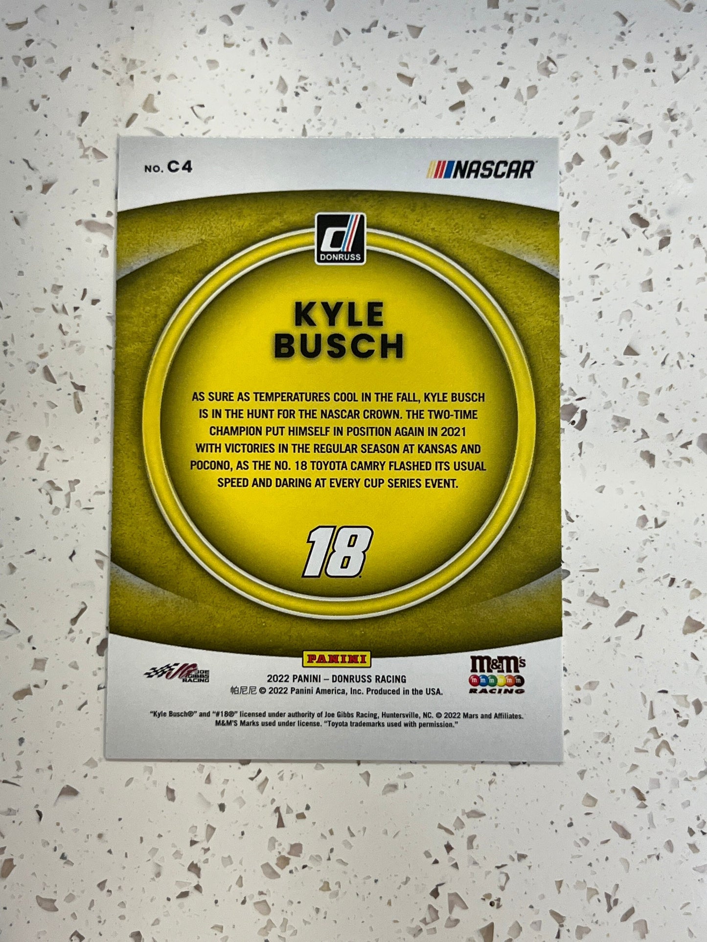 Kyle Busch - 2022 Donruss Racing NASCAR CONTENDERS Insert Card