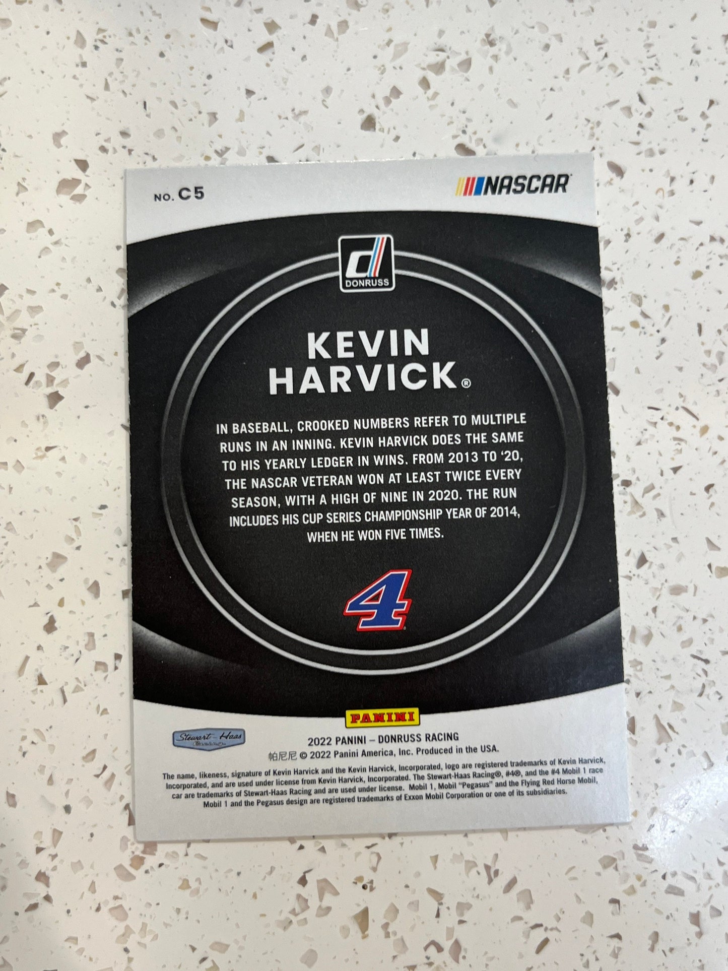 Kevin Harvick - 2022 Donruss Racing NASCAR CONTENDERS Paper Insert Card