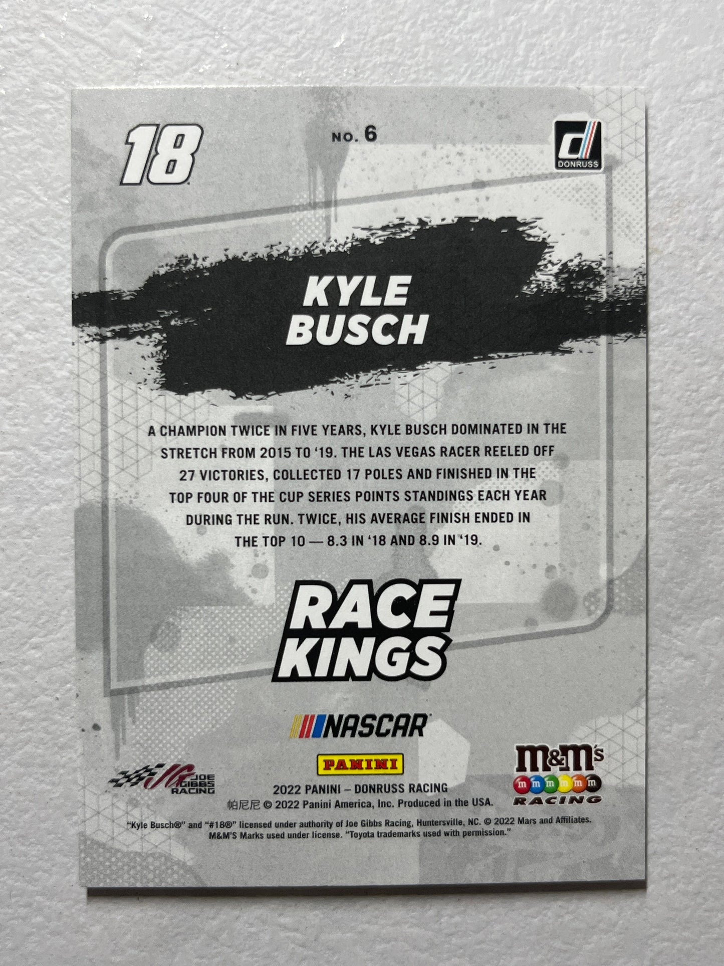 Kyle Busch - 2022 Donruss Racing Race Kings SILVER PARALLEL