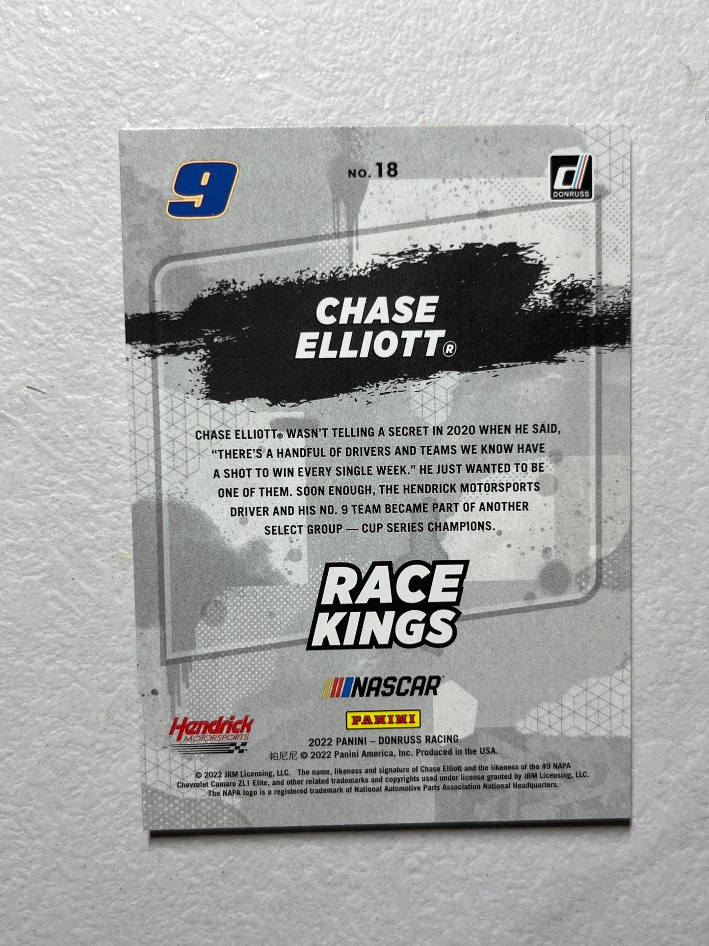 Chase Elliot - 2022 Donruss Racing NASCAR Race Kings insert card