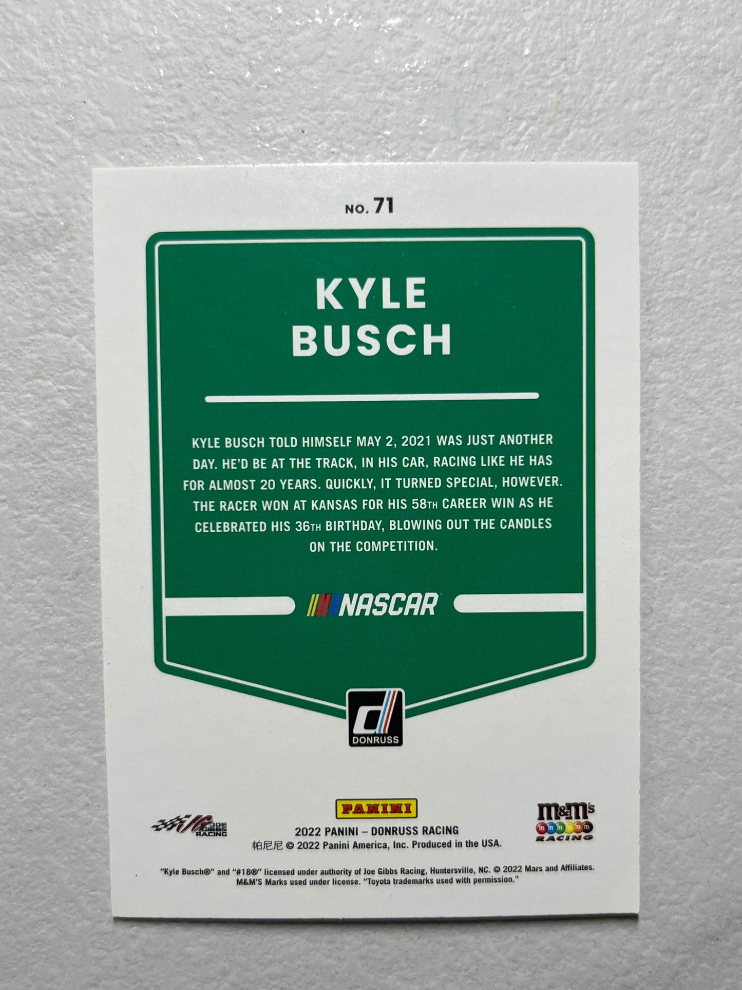 Kyle Busch - 2022 Donruss Racing NASCAR base card