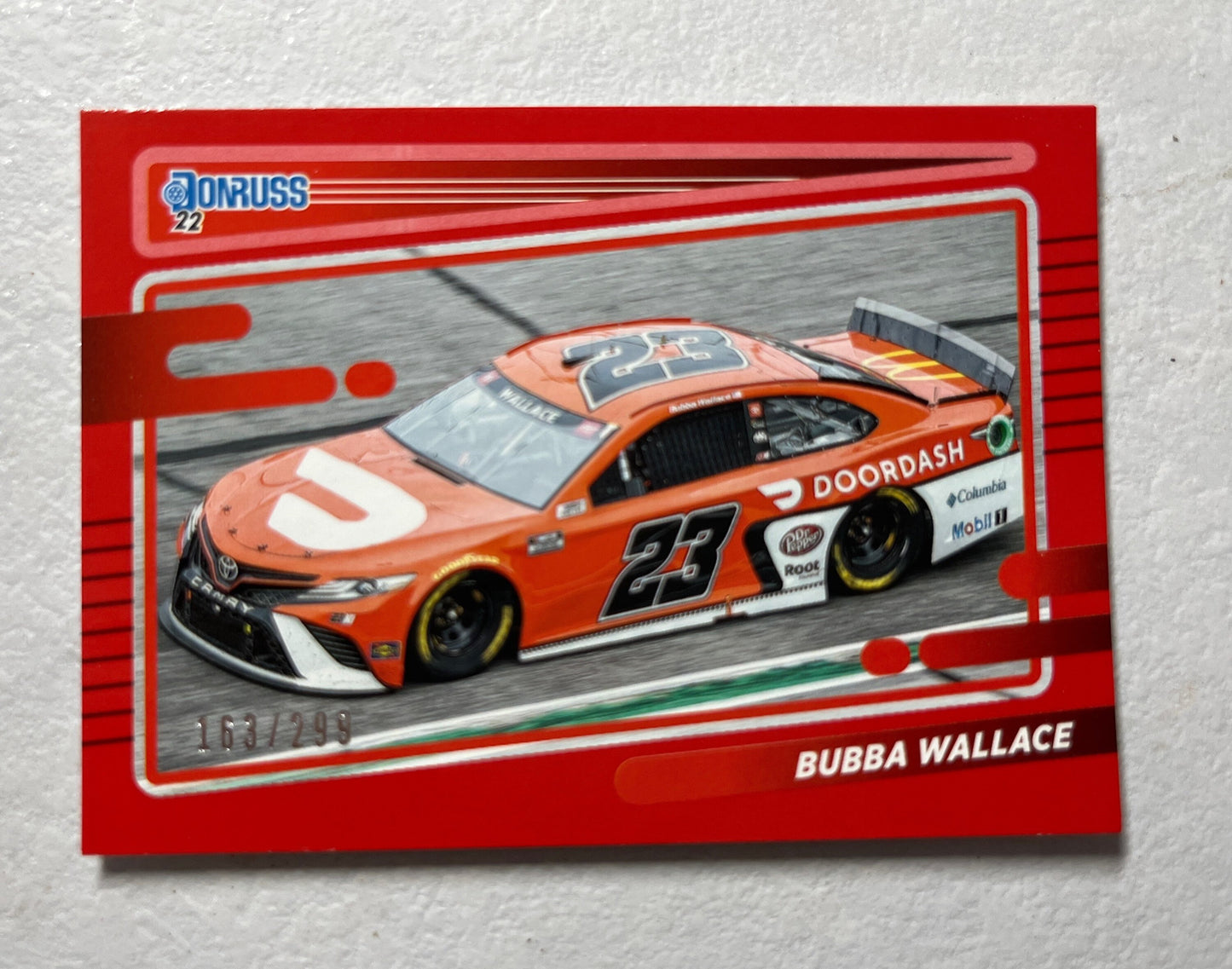 Bubba Wallace - 2022 Donruss Racing NASCAR Car Card exclusive RED Parallel LIMITED #163 of /299