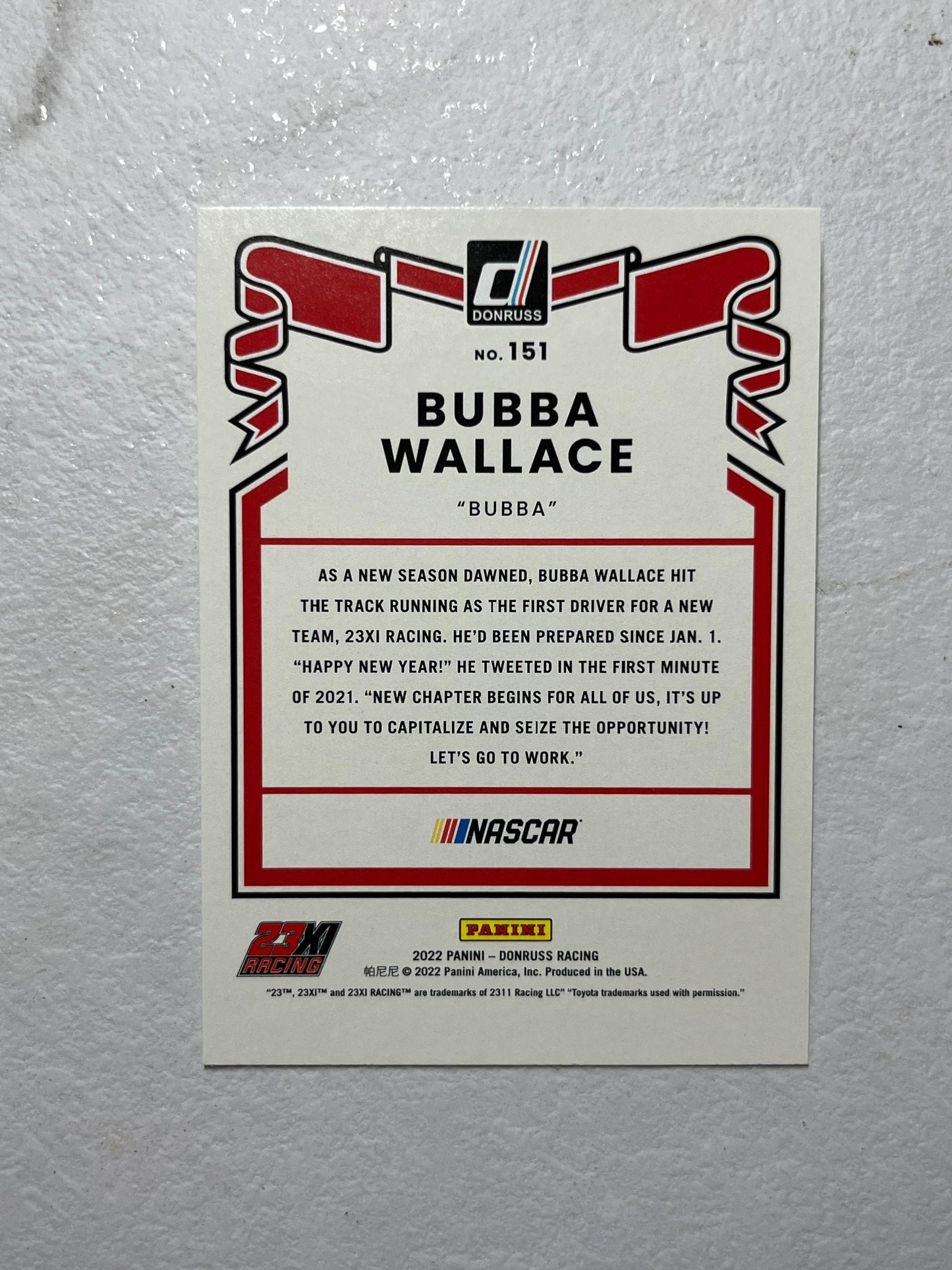 Bubba Wallace - 2022 Donruss Racing NASCAR base RETRO 1981 card