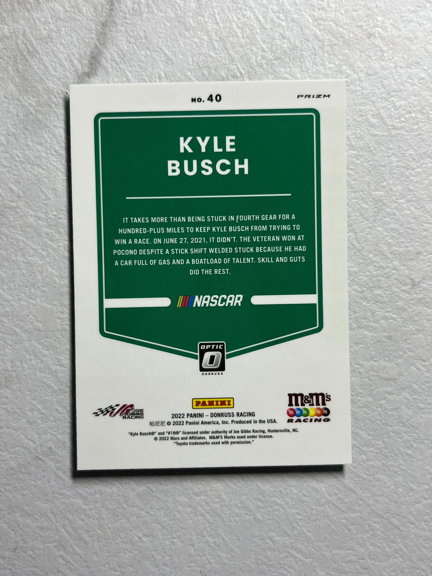 Kyle Busch - 2022 Donruss Racing (Lime Green Pulsar) Optic Prizm NASCAR Panini