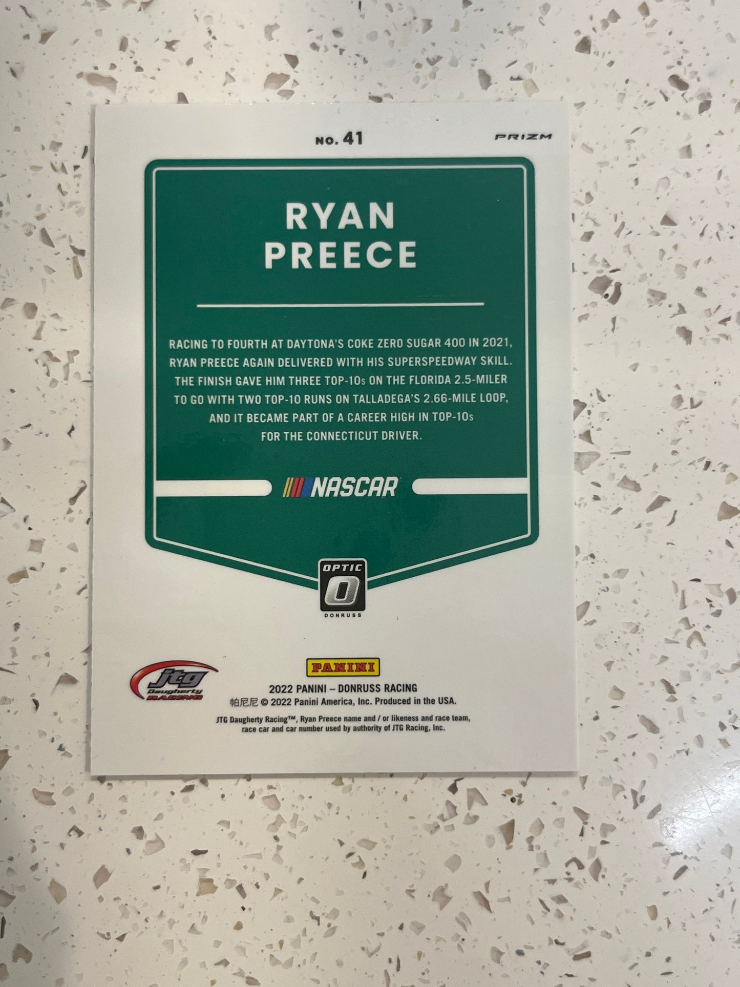 Ryan Preece - 2022 Donruss Racing NASCAR OPTIC PRIZM holo short print