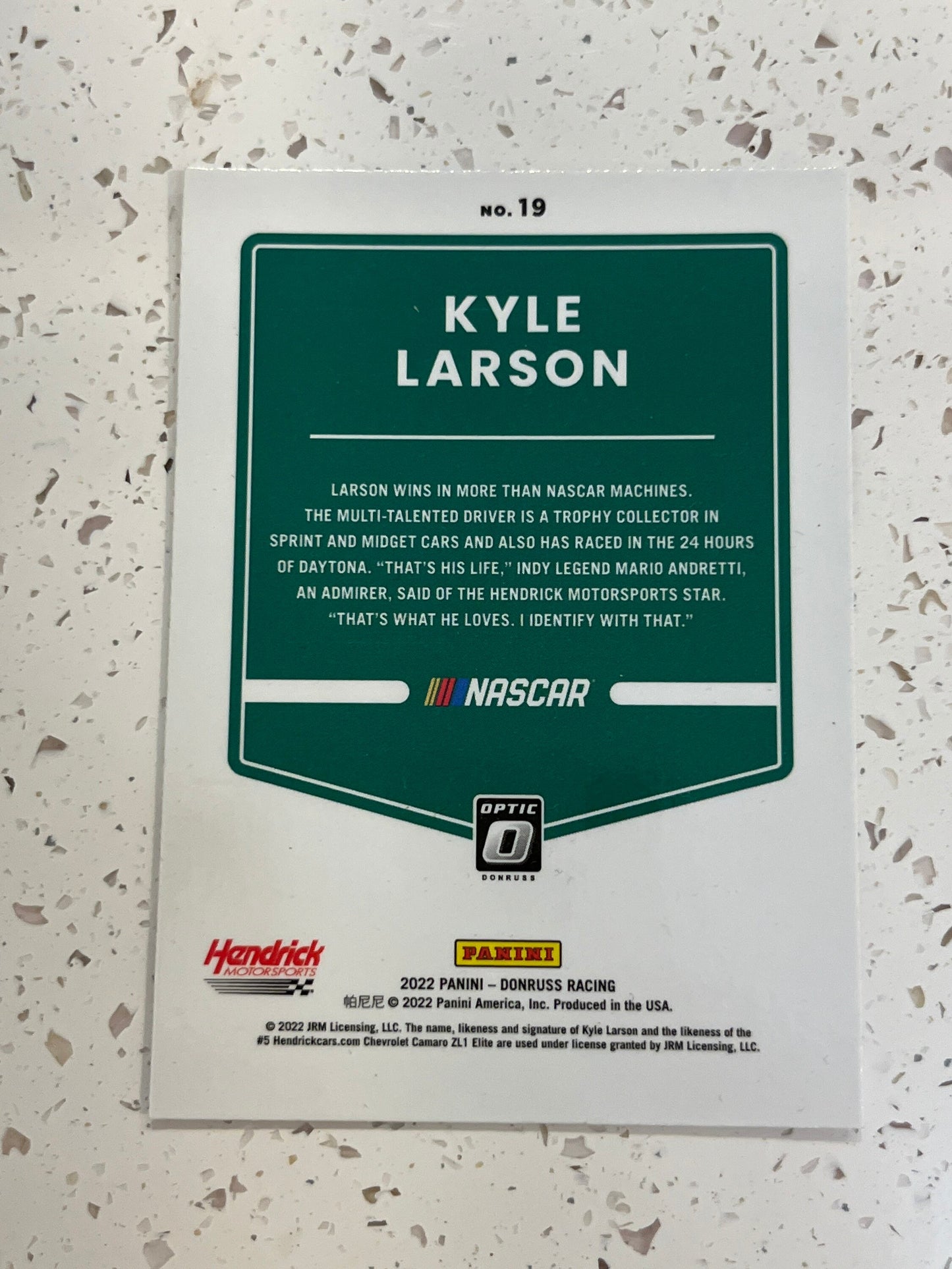 Kyle Larson - 2022 Donruss Racing NASCAR OPTIC card