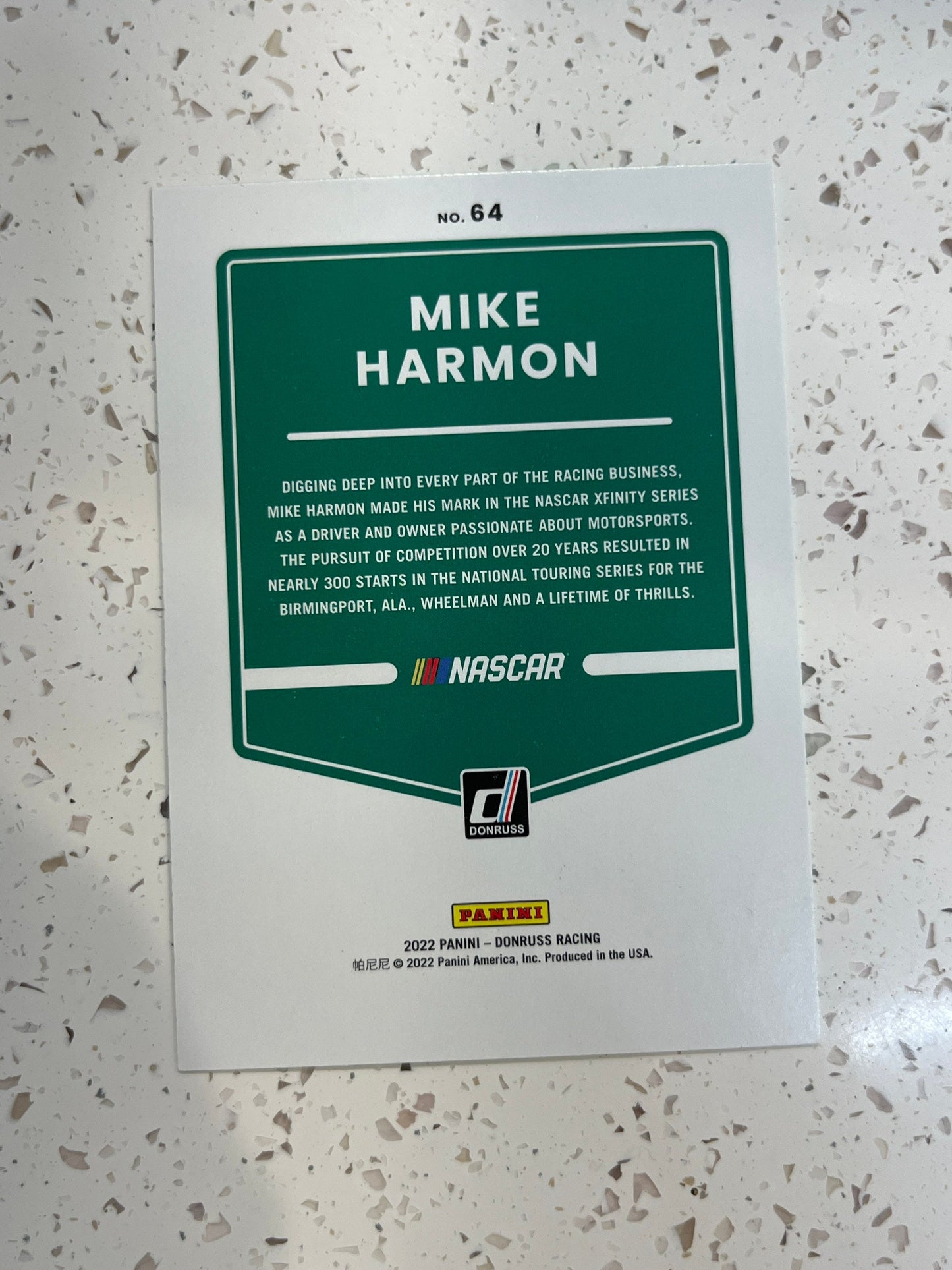 Mike Harmon - 2022 Donruss NASCAR Racing LIME GREEN card