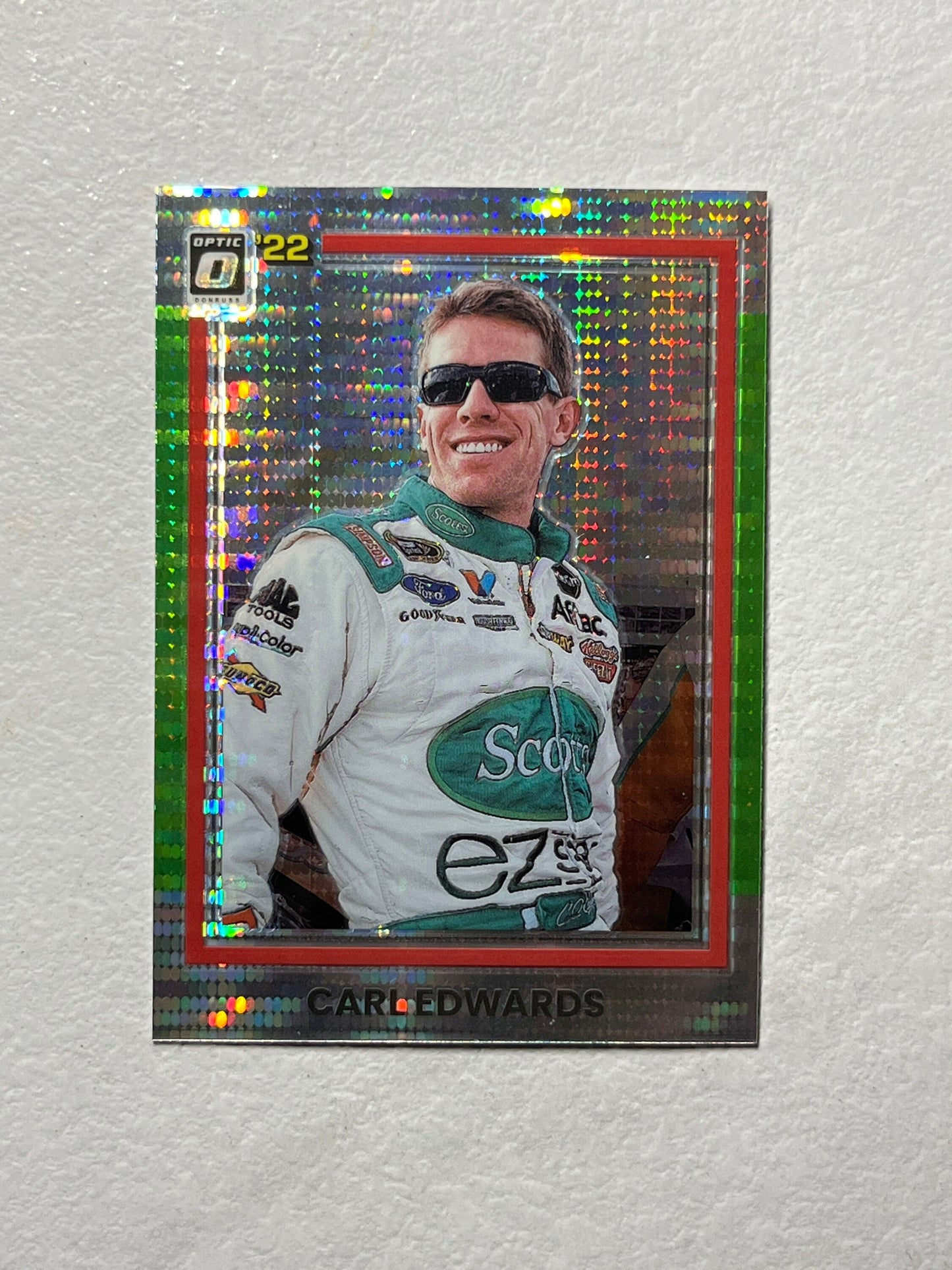 Carl Edwards - 2022 Donruss Racing LIME Green OPTIC Pulsar PRIZM 1981 Retro Variation card - short print