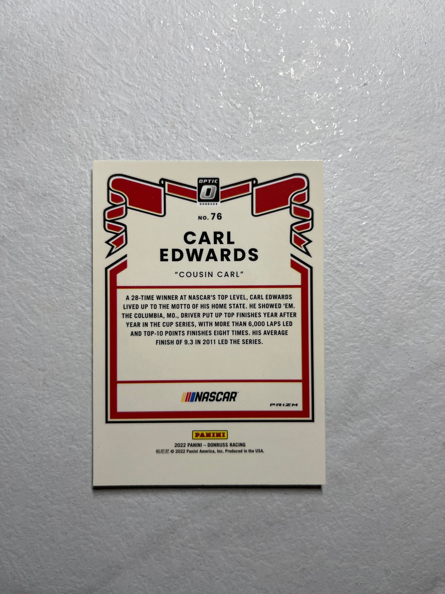 Carl Edwards - 2022 Donruss Racing LIME Green OPTIC Pulsar PRIZM 1981 Retro Variation card - short print