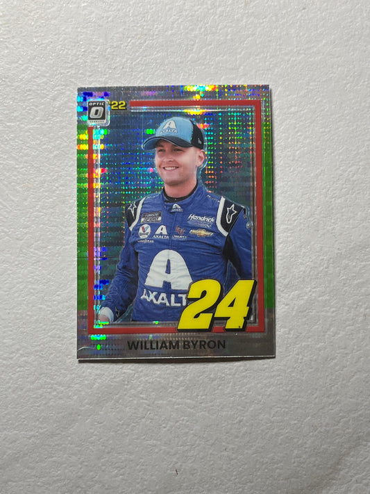 William Byron - 2022 Donruss Racing LIME Green OPTIC Pulsar PRIZM 1981 Retro Variation card - short print