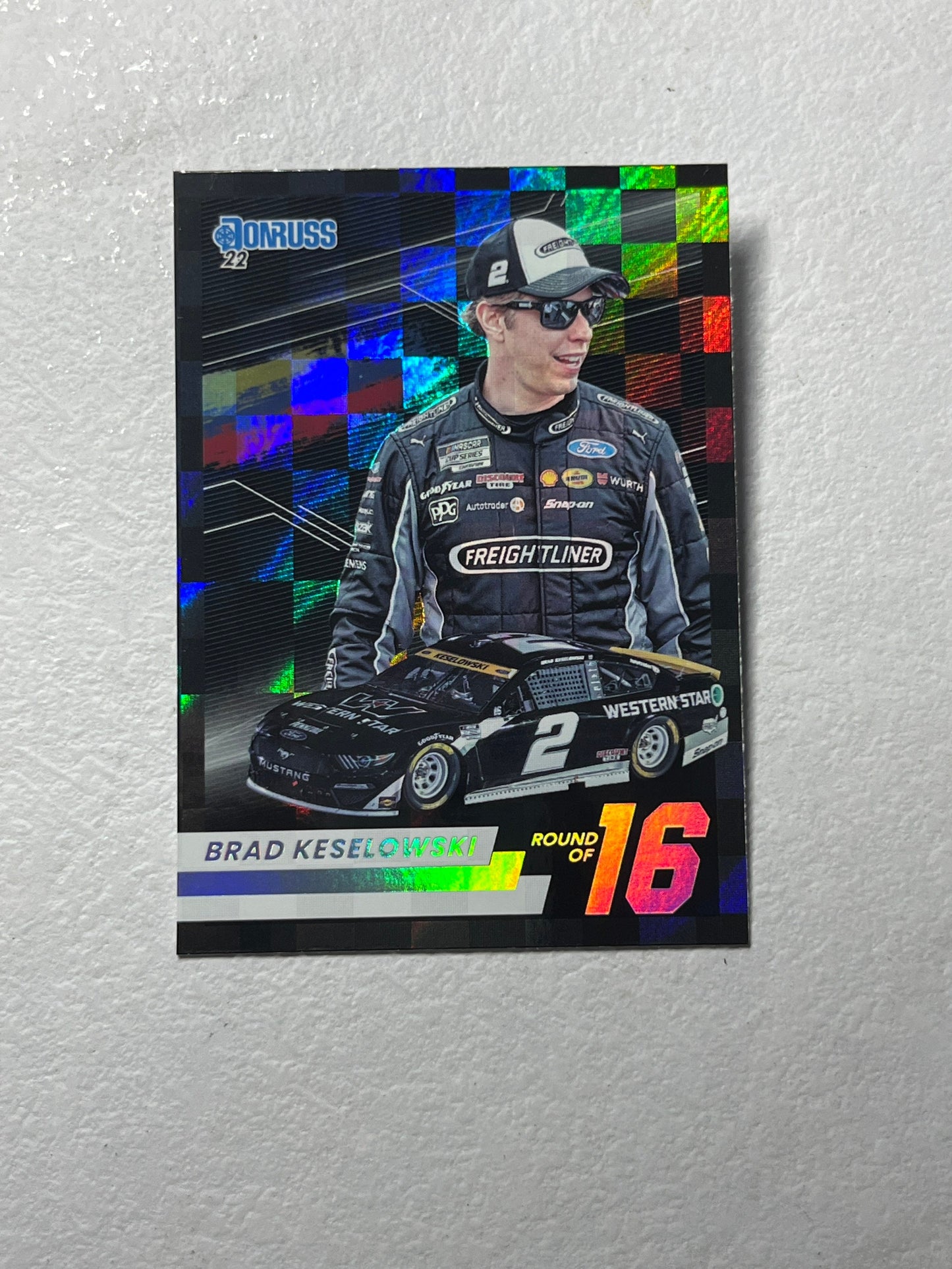 Brad Keselowski - 2022 Donruss Racing Round of 16 insert card NASCAR holo *rare checkers variation*