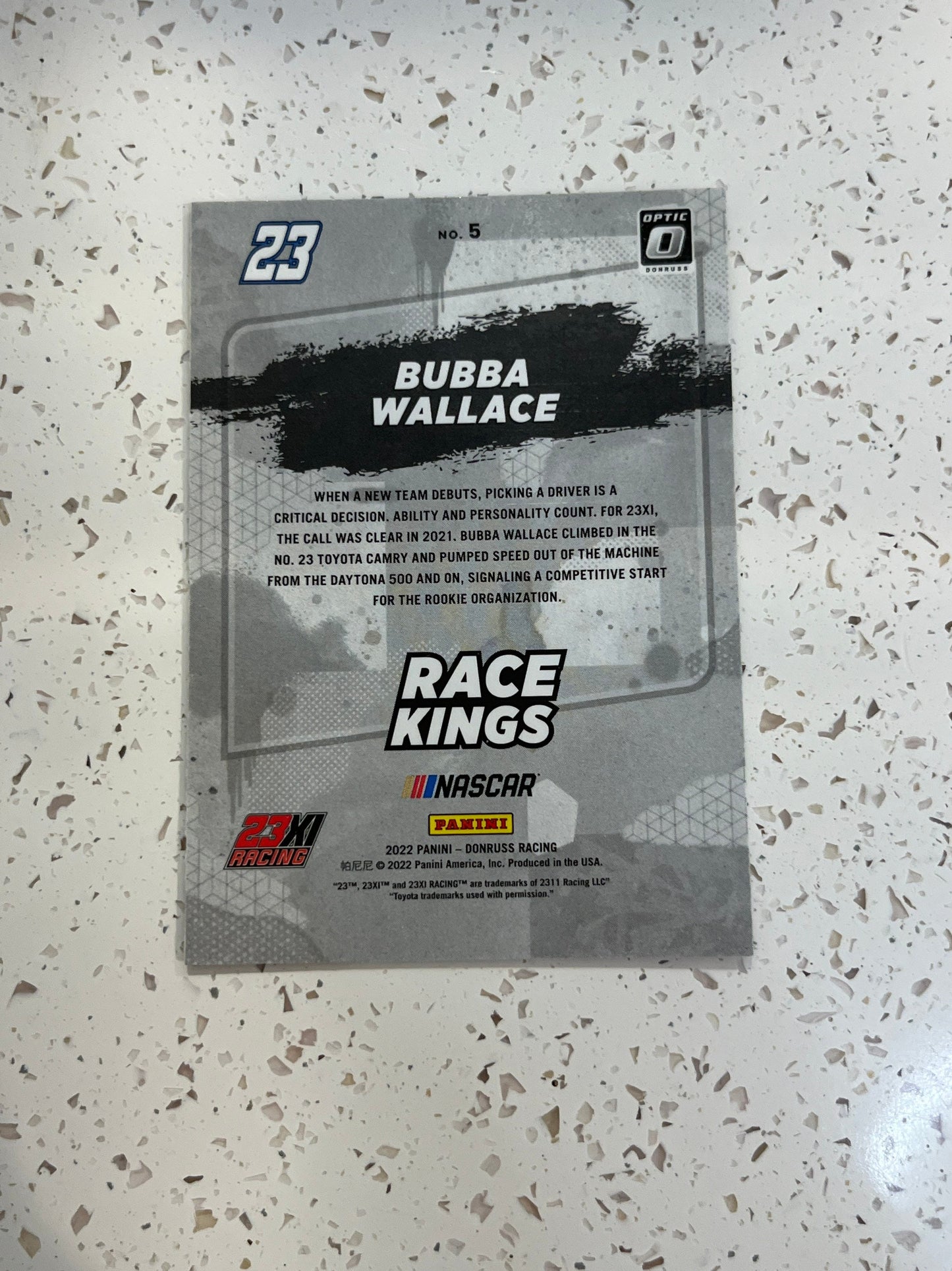 Bubba Wallace - 2022 Donruss Race Kings OPTIC Insert NASCAR 23XI #5