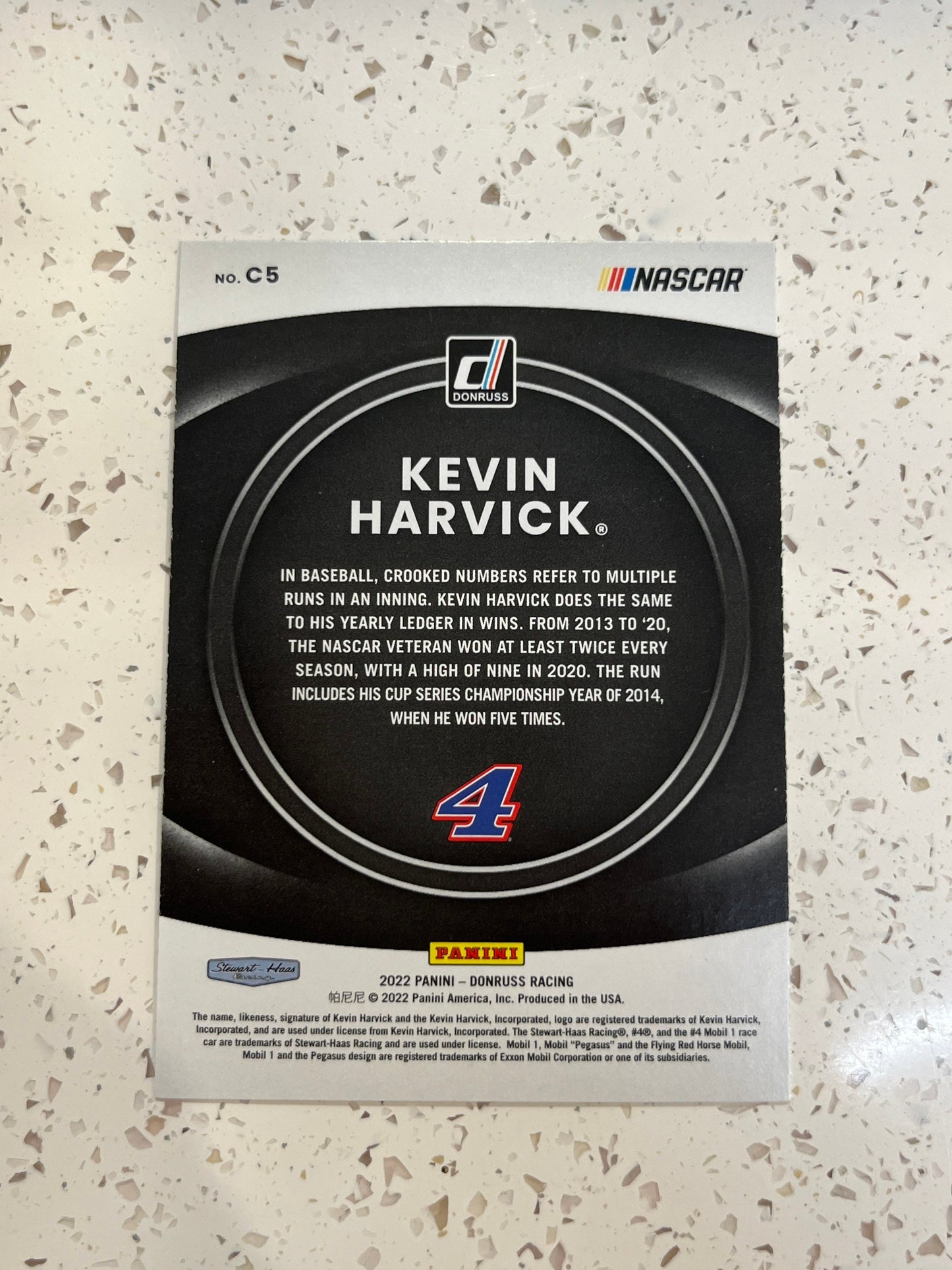 Kevin Harvick - 2022 Donruss Racing NASCAR CONTENDERS Paper Insert Card