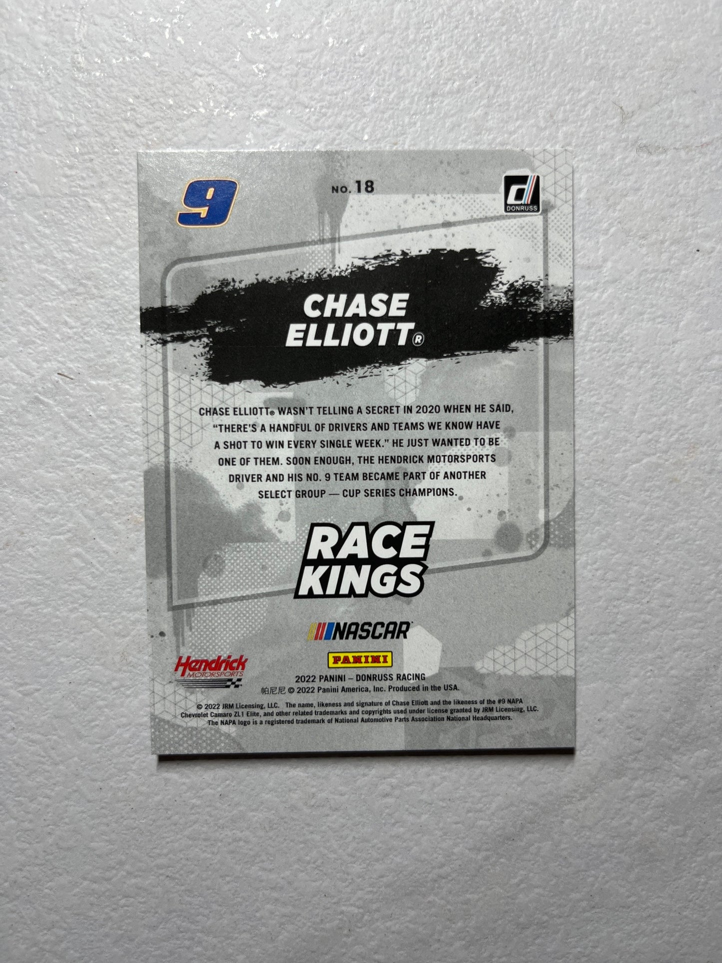 Chase Elliot - 2022 Donruss Racing NASCAR Race Kings insert card