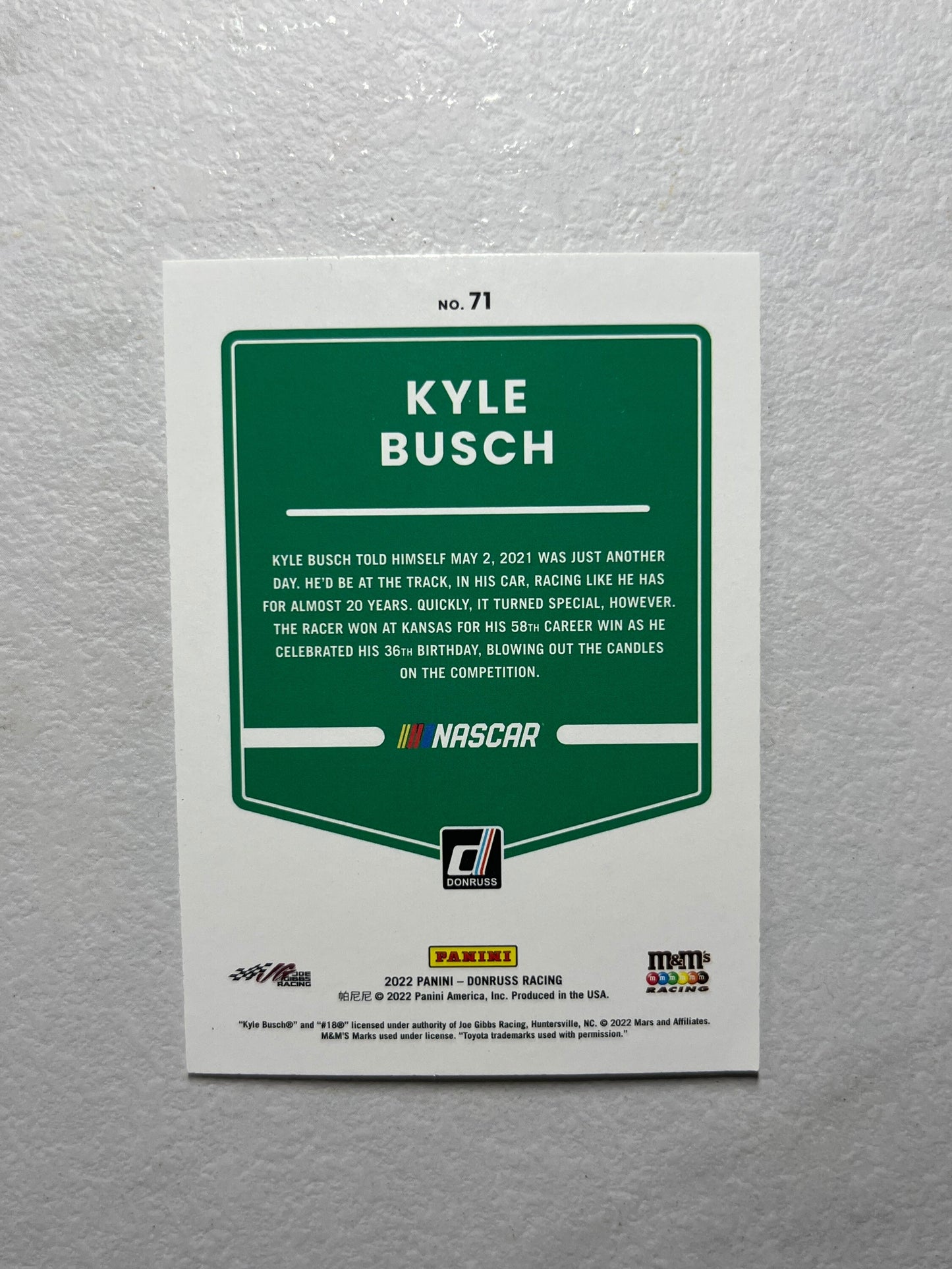 Kyle Busch - 2022 Donruss Racing NASCAR base card